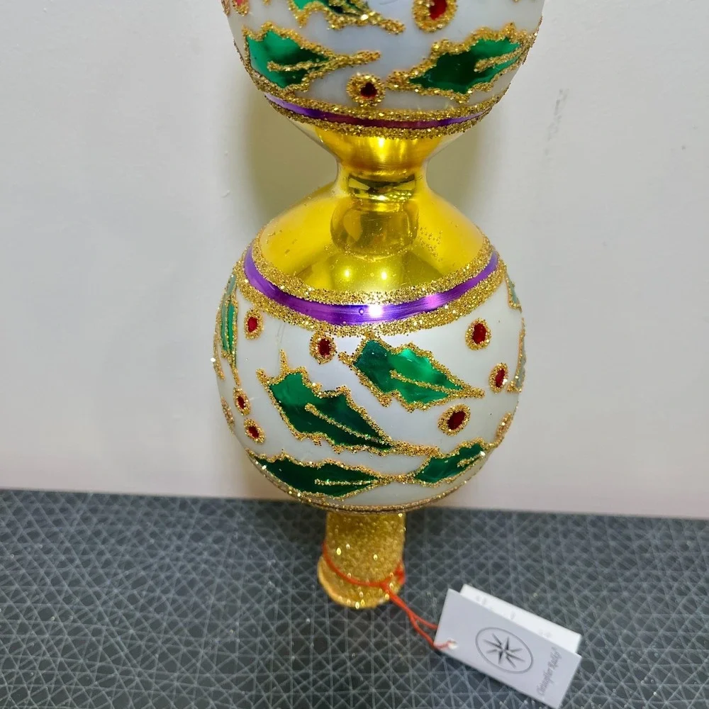Christopher Radko Retired‎ Vintage Extremely Rare HOLLY RIBBONS FINIAL 1993